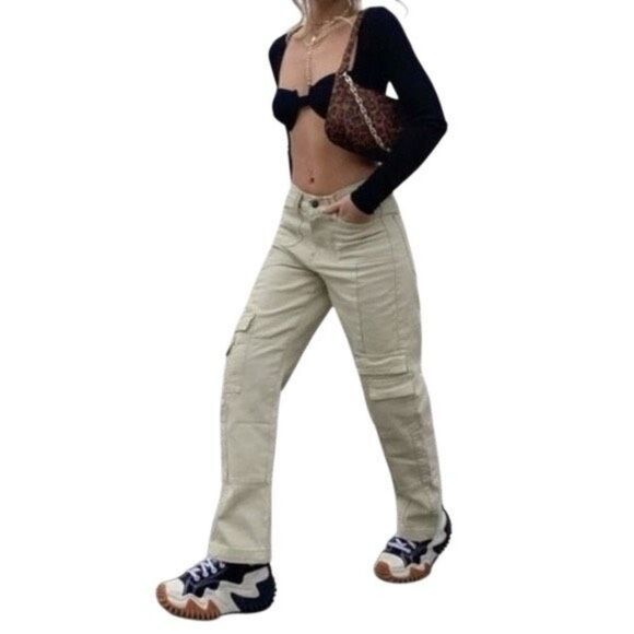 LIONESS Stacy cargo jean denim beige Small/4 - Picture 1 of 8